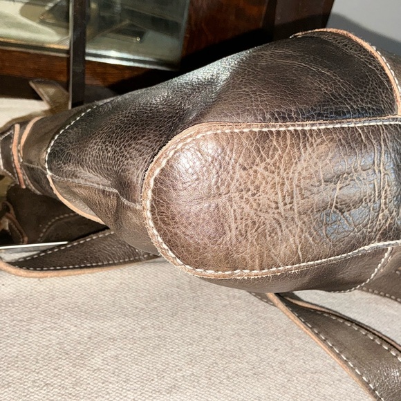 Bed Stu Leather Coronado Crossbody Bag Grey Taupe Rustic Retail $225 - Picture 8 of 12